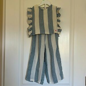 Pink Chicken | Girls Rivera Stripe, Linen top + pants | 5T